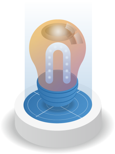 Home 1 | Rimshot Creative Lightbulb icon representing discovery and creative insight during rimshot creative’s project planning process